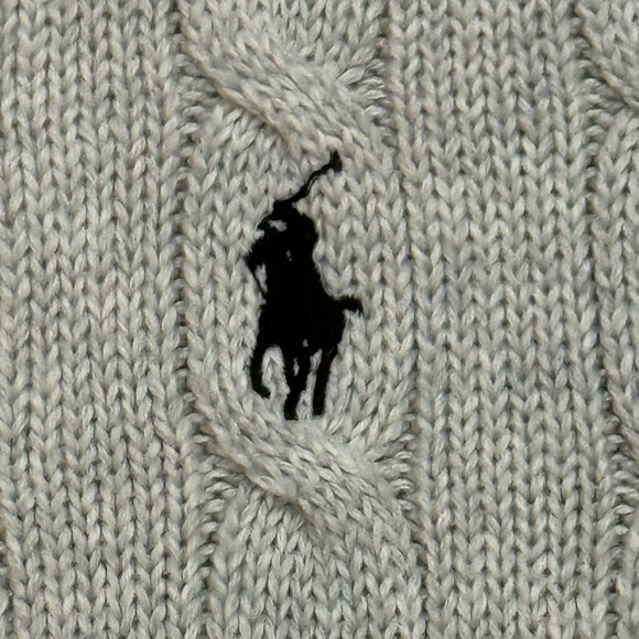 Polo Ralph Lauren Cable Knit Sweater Men’s XXL Gray Cotton Classic Logo - Picture 5 of 6